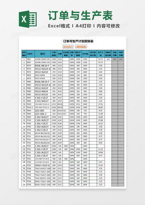 订单与生产表Excel表格