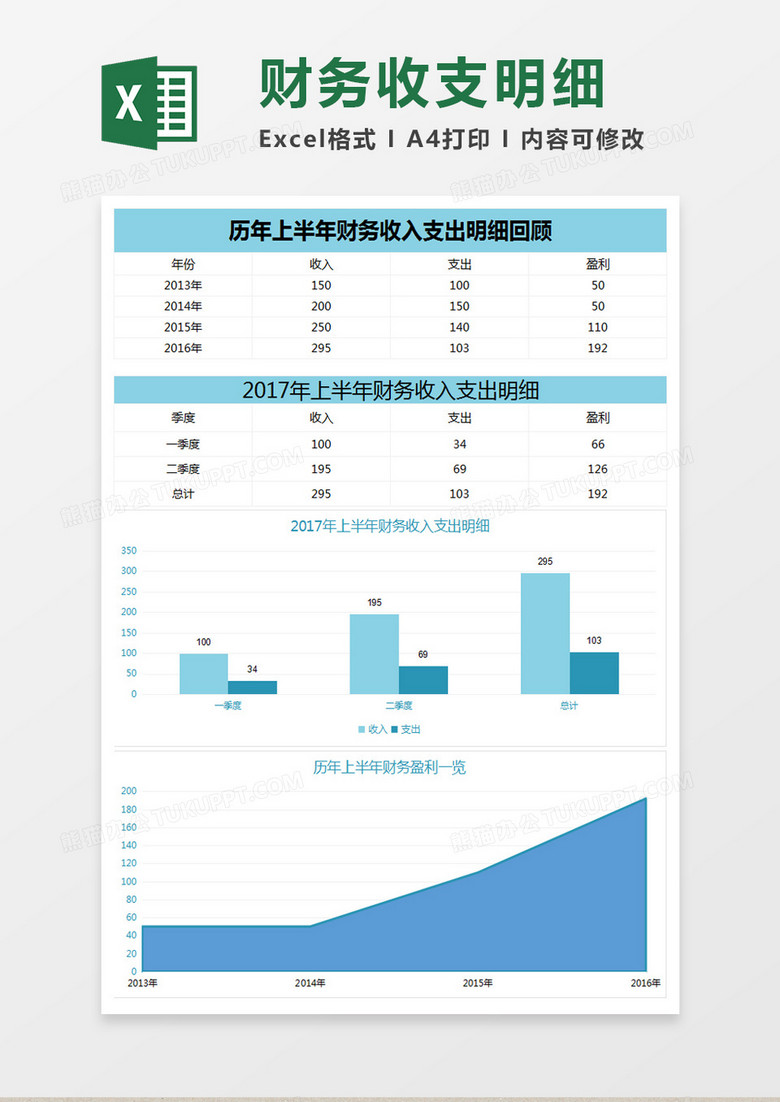公司财务收支对比报告excel表格模板