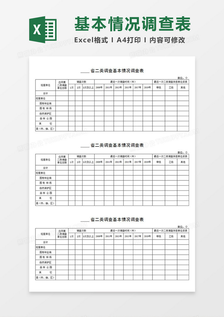 省二类调查基本情况调查表Excel模板