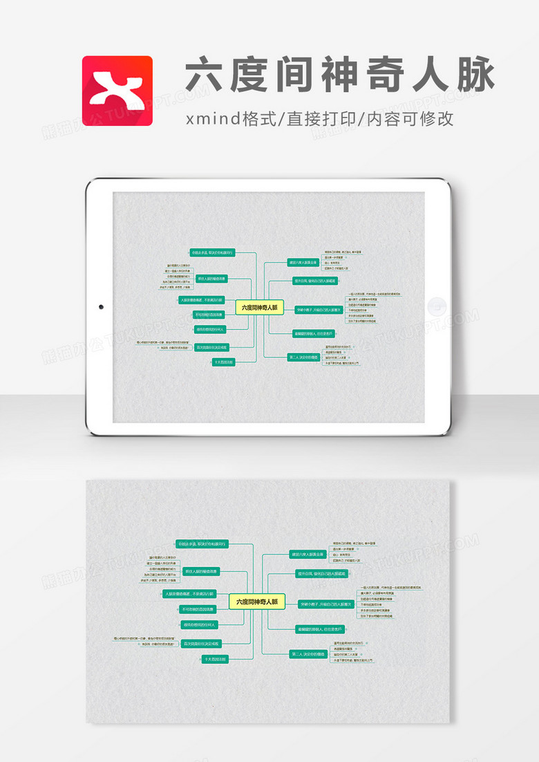 思维导图六度间神奇人脉XMind模板