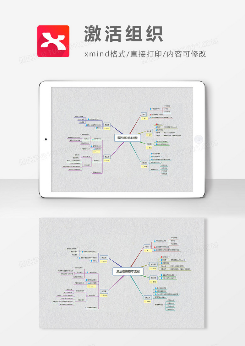 思维导图简约激活组织XMind模板