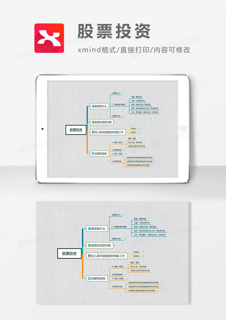 思维导图股票投资简洁XMind模板