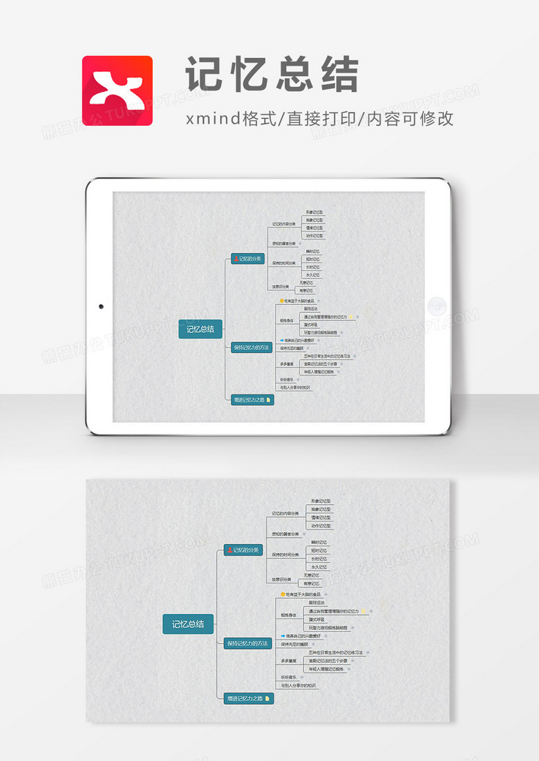 思维导图简洁记忆总结XMind模板