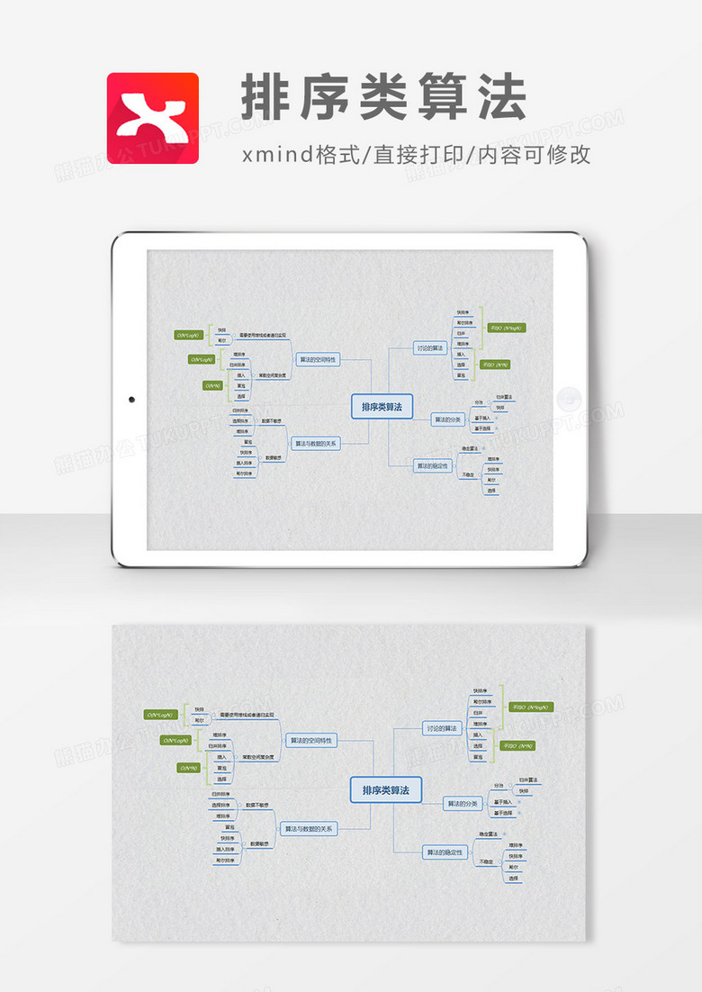 思维导图排序类算法简洁XMind模板