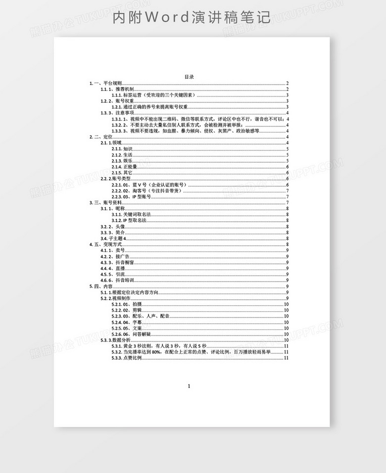 思维导图简约大气抖音运营攻略XMind模板no.2