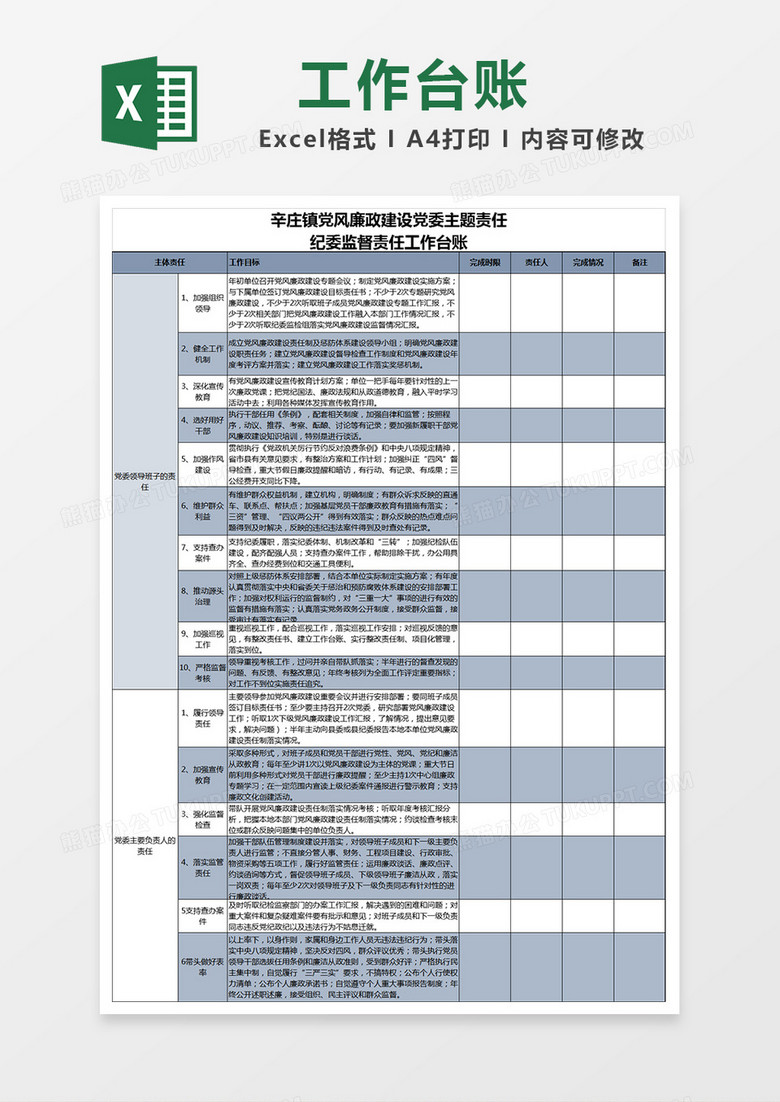 镇党风廉政建设党委主题责任、纪委监督责任