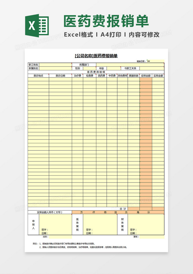 医药费报销单 财务报表