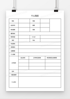 個人工作求職簡歷word空白簡歷模板