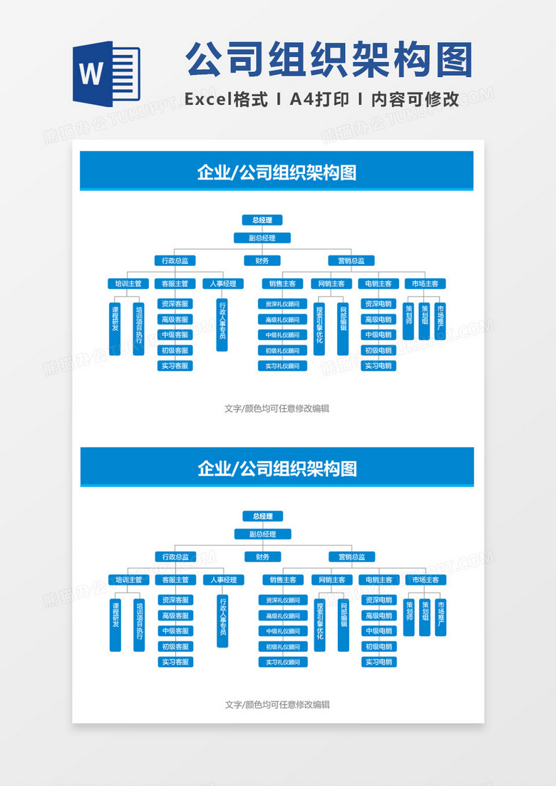 企业公司组织架构图word模板