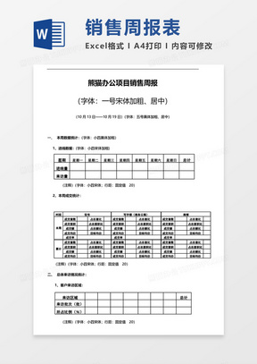 项目周工作总结报表word模板