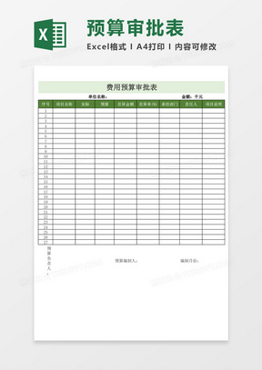 企业公司费用预算审批表excel表格模板