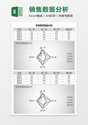 季度销售数据分析Execl模板