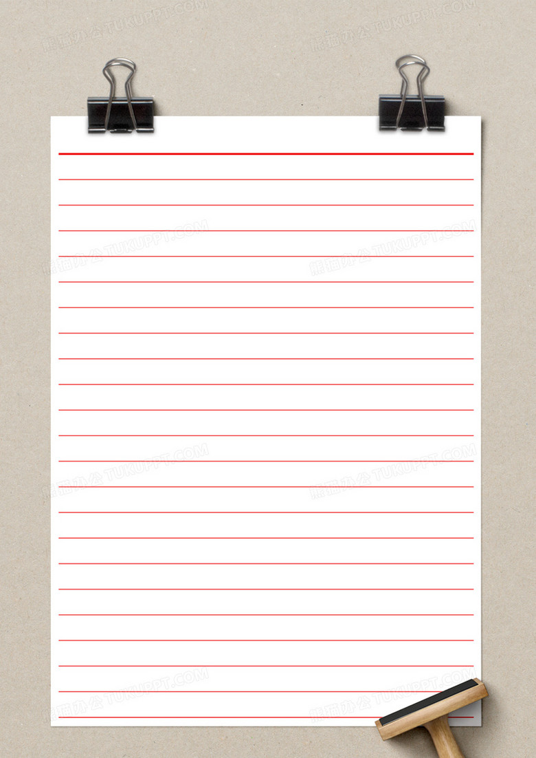 红色单线稿纸execl模板