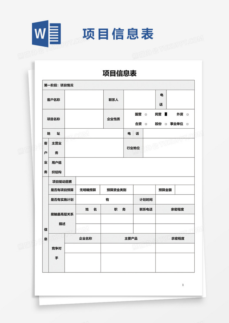项目信息表word模板