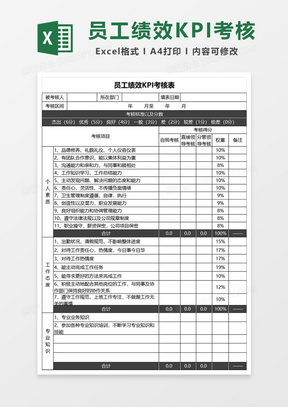 企业通用员工绩效考核表Excel模板