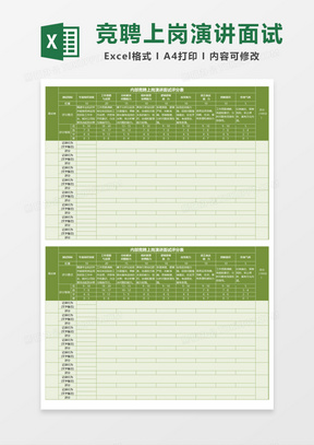内部竞聘上岗演讲面试评分表Excel模板