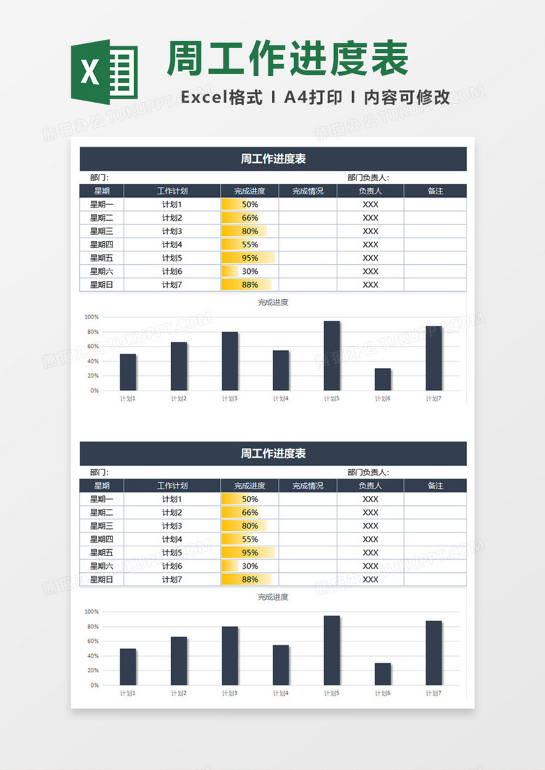 周工作进度表Excel模板