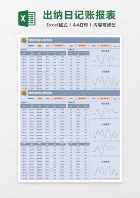 财务出纳日记账报表Excel模板