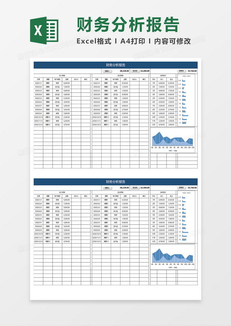 蓝色简约财务分析报告