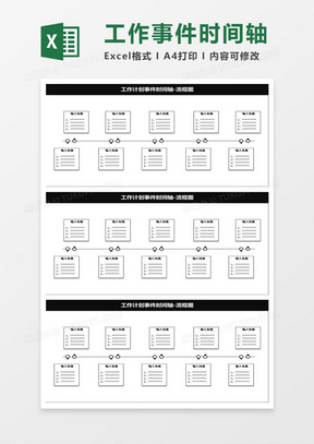 黑色商务工作计划事件时间轴-流程图