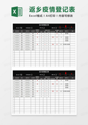 疫情返乡登记表模板图片