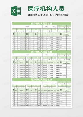 绿色简约医疗机构人员花名册