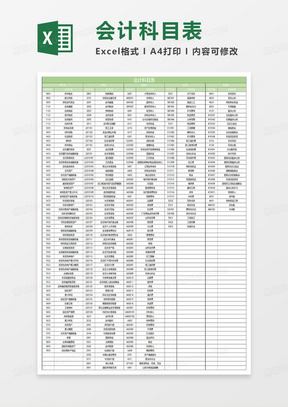 淡绿简约会计科目表