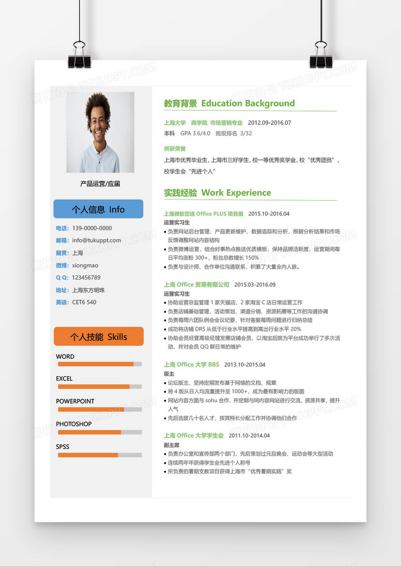 流行创意产品运营求职简历word模板