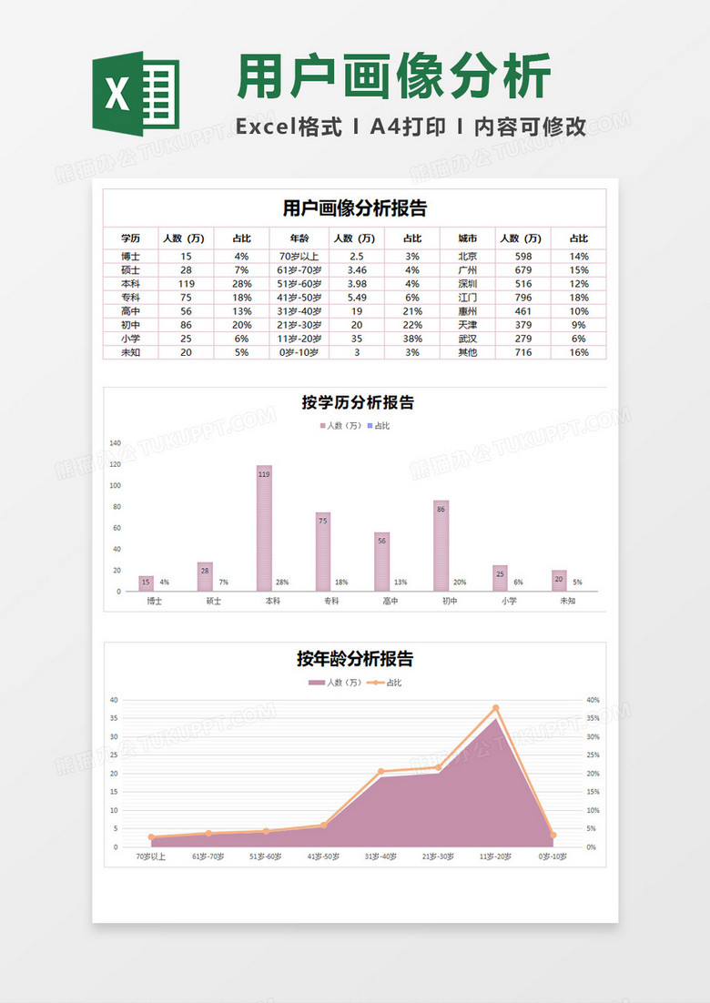 用户画像分析报告Excel模板
