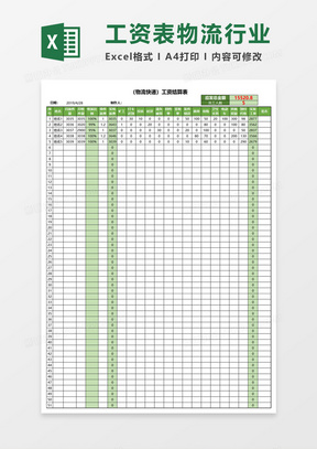 员工工资表物流行业Excel模板