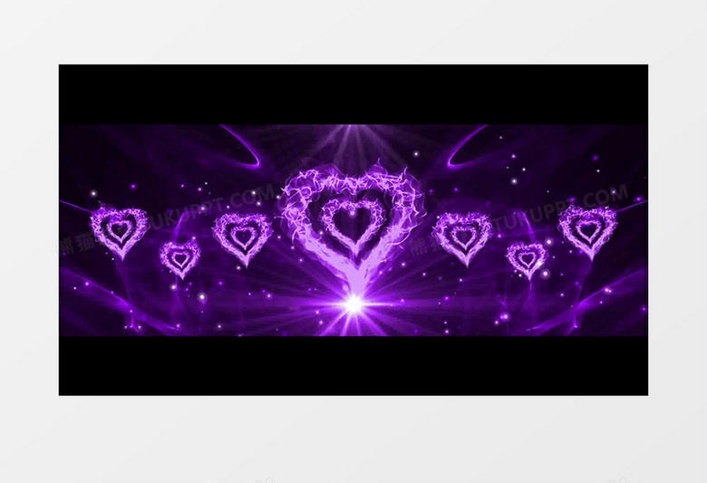 高清唯美紫色爱心粒子闪烁婚礼婚庆爱心玫瑰背景视频（有音乐）