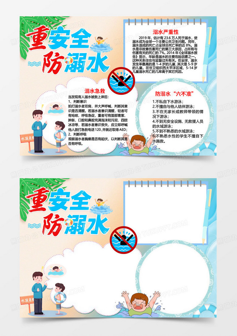 夏季重安全防溺水小报