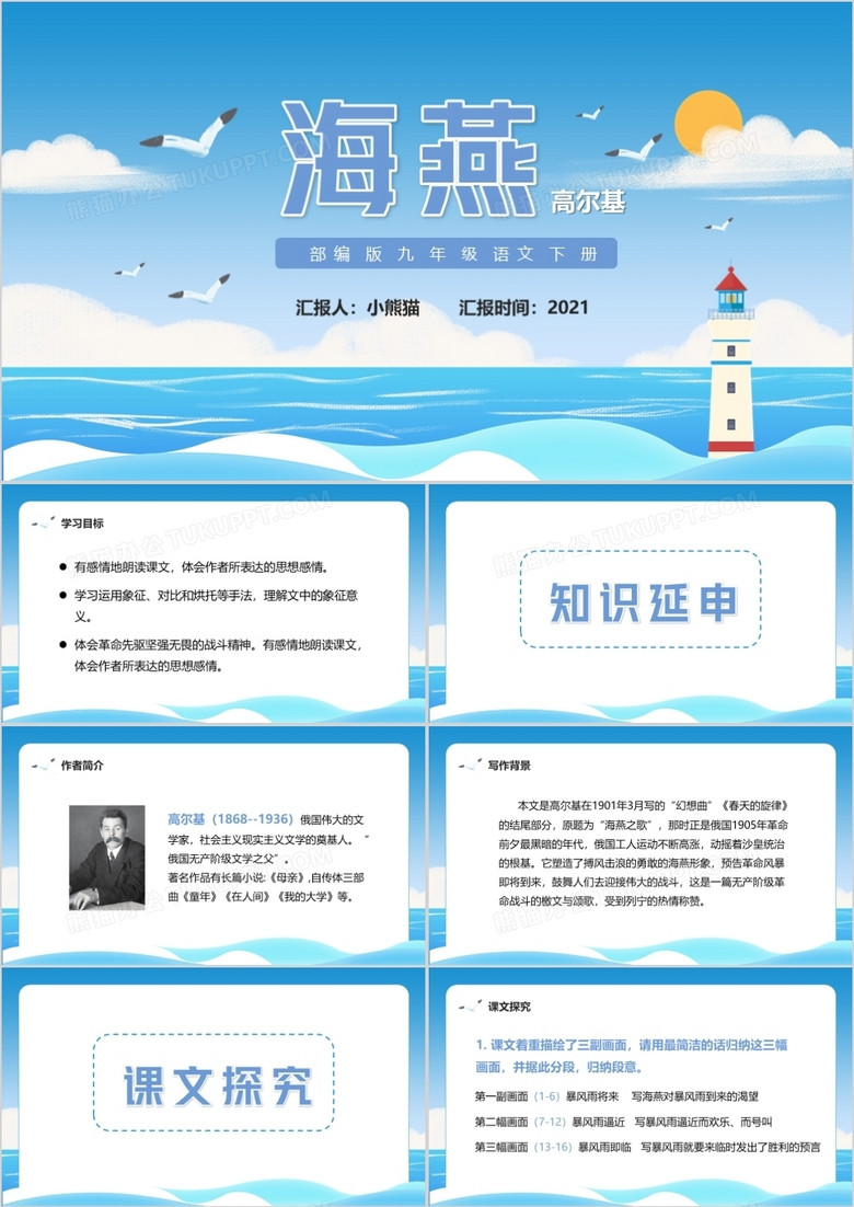 部编版九年级语文下册海燕课件PPT模板
