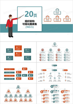 20页企业组织架构可视化图表集PPT模板