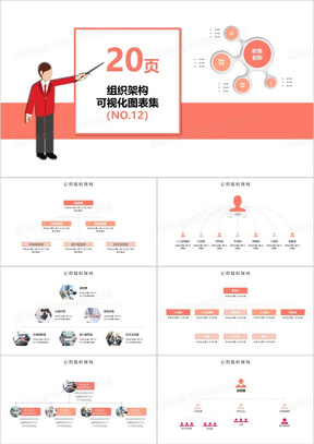 20页企业组织架构可视化图表集PPT模板