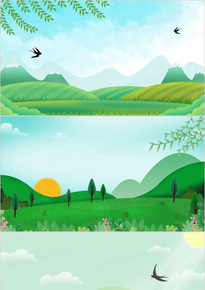 绿色卡通春天ppt背景