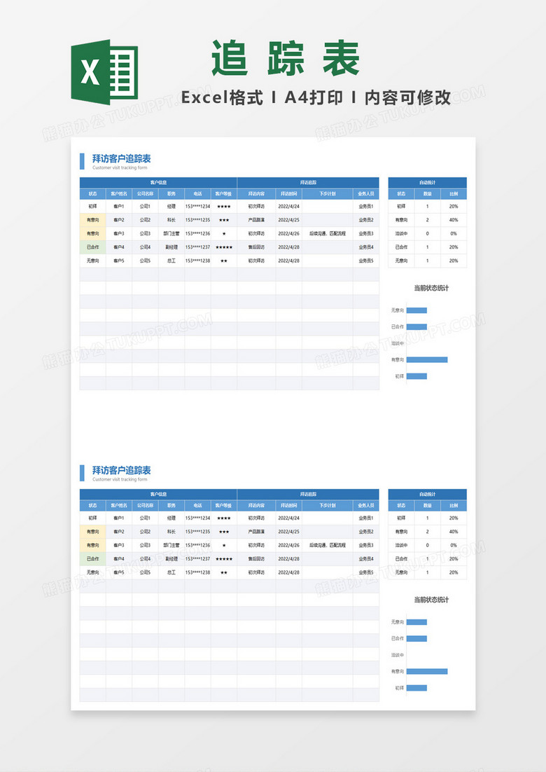 拜访客户追踪表excel模板