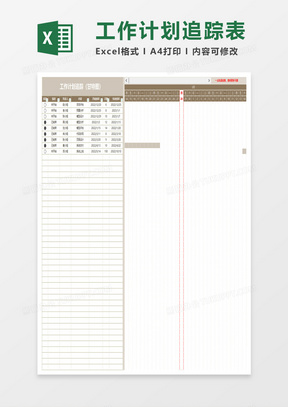 工作计划追踪表甘特图excel模板