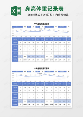 个人身高体重记录表excel模板