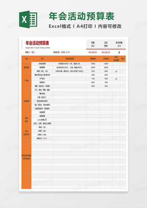 年会活动策划方案明细表excel模板