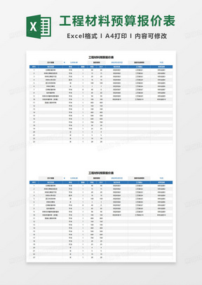 土石方工程材料预算报价表excel模板