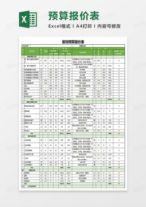 精装商品房装饰预算报价表