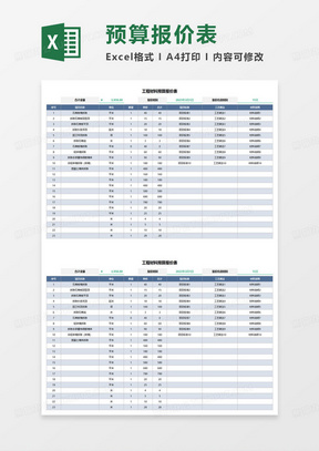 工程材料预算报价表excel模板