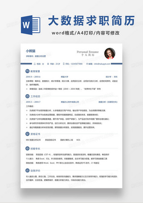 数据分析运营岗位求职简历模板