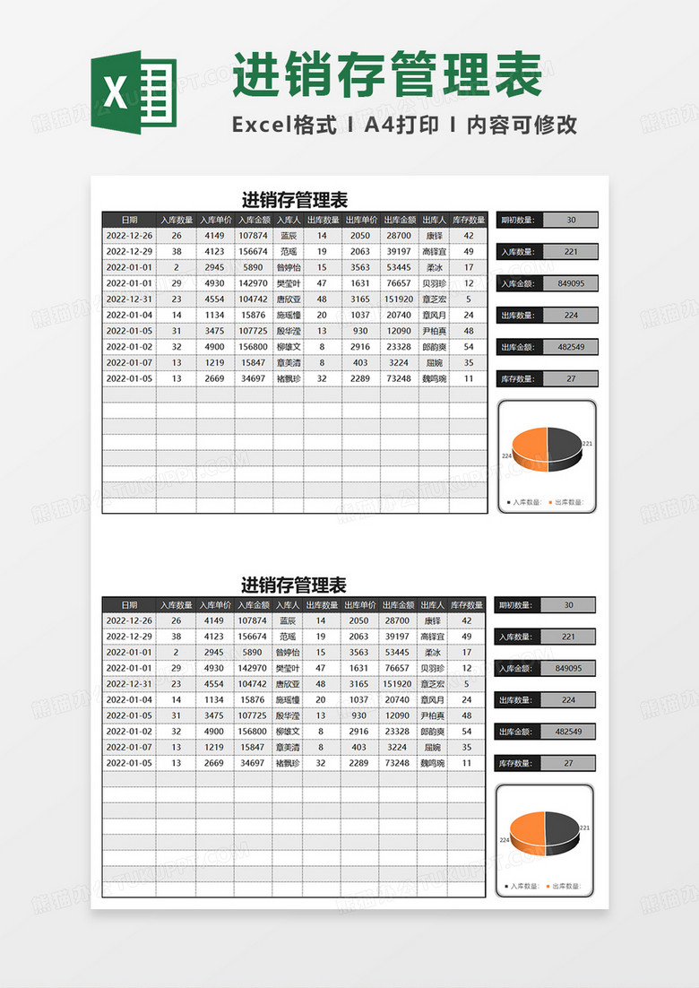 灰色简约实用进销存管理表EXCEL模板