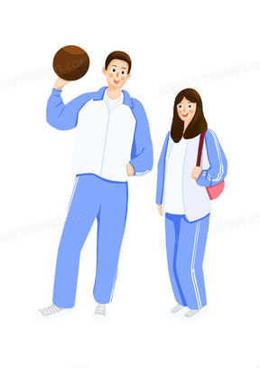 手绘高中生男生和女生形象元素