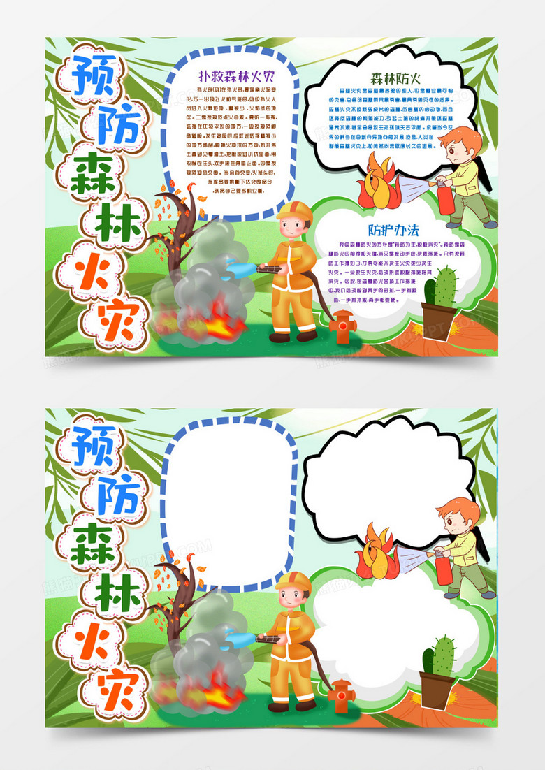 防森林火灾小报手抄报word模版