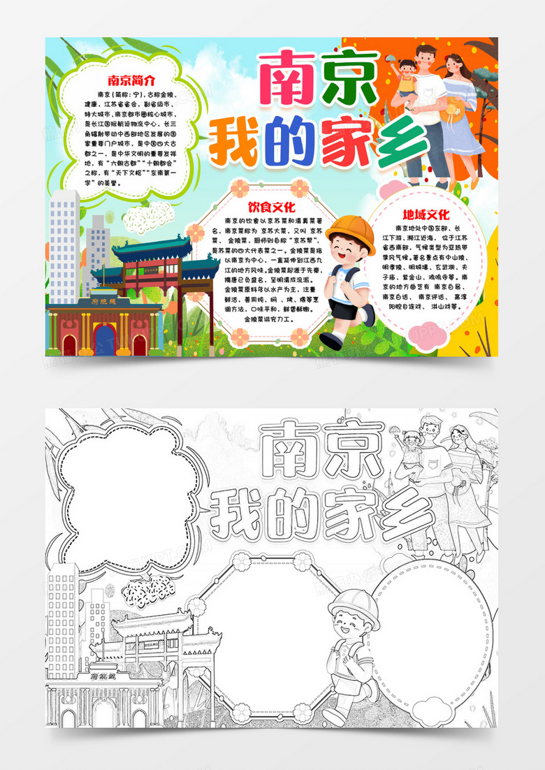 我的家乡南京介绍手抄报小报word模版