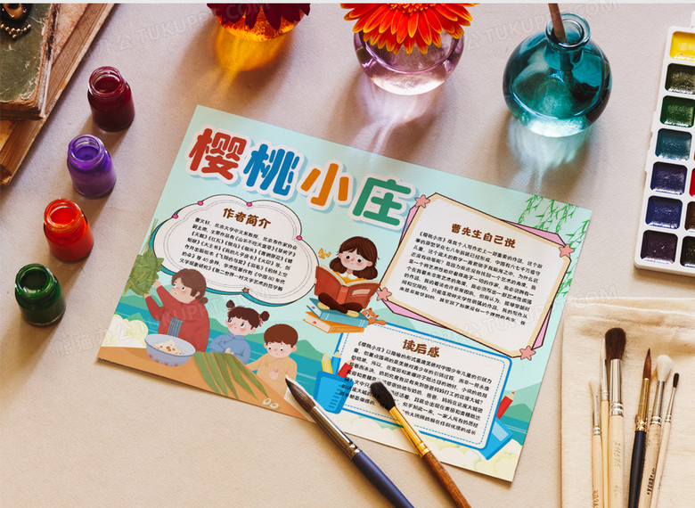 可爱卡通樱桃小庄读书小报手抄报