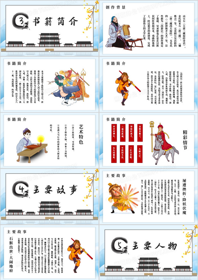 经典作品西游记名著介绍课件ppt模板